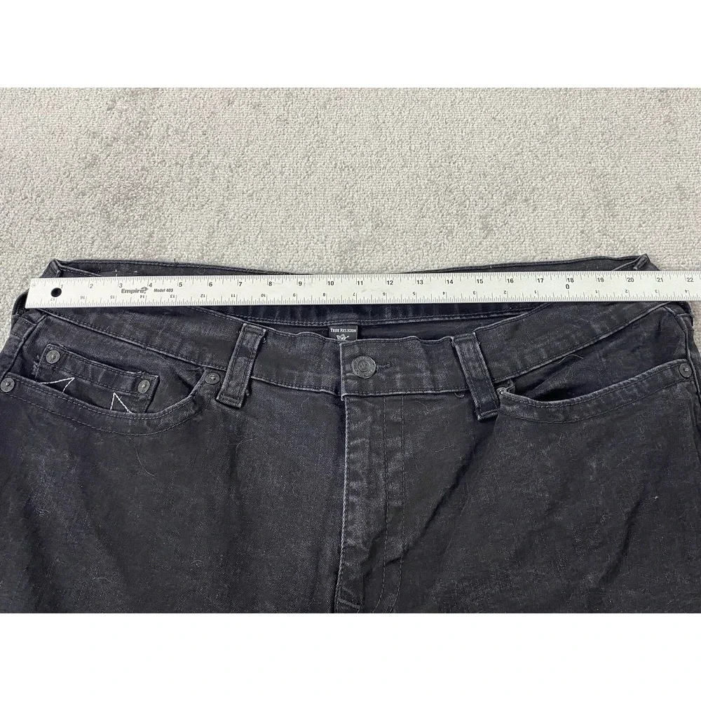 True Religion Jeans Mens 42x33 Black GENO Relaxed Tour Horseshoe Luxury Designer